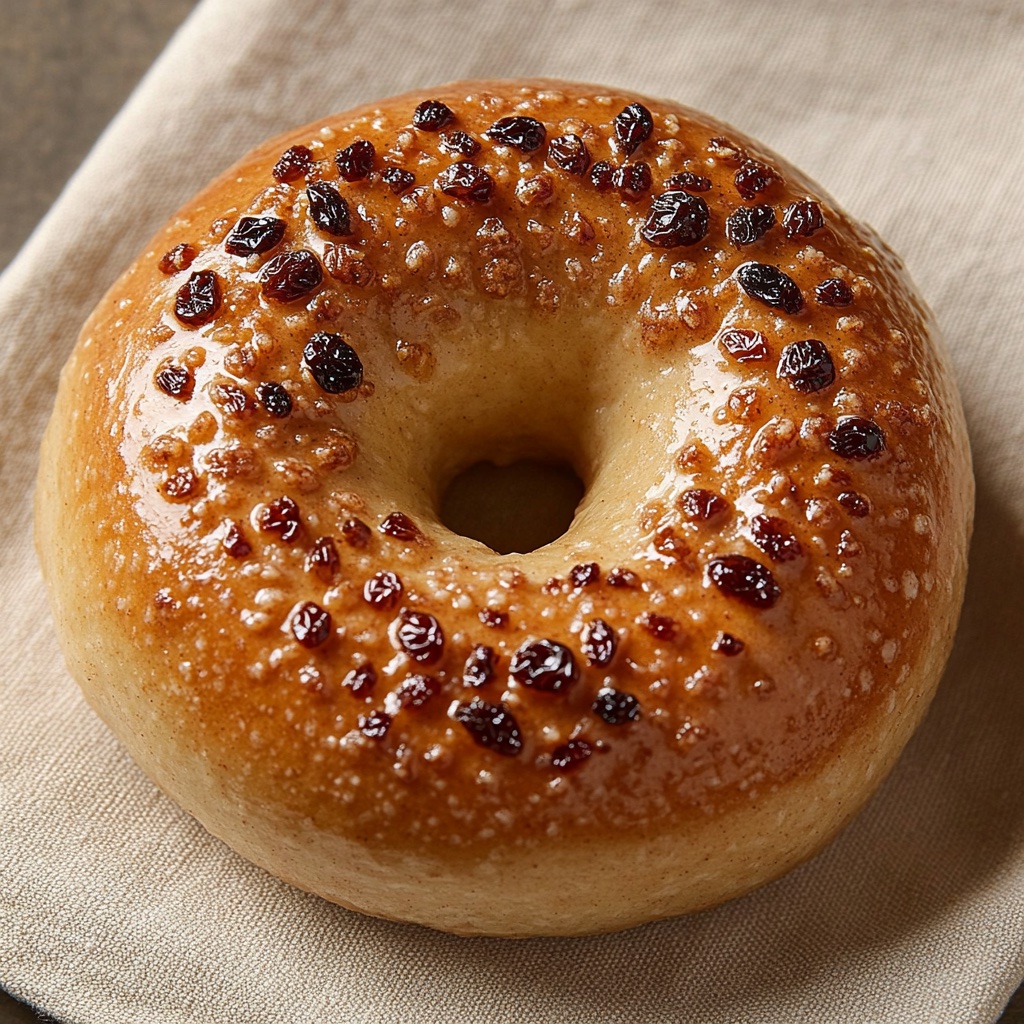 Bagel Cannelle-Raisins artisanal — raisins blonds réhydratés + cannelle, seule variété sucrée du catalogue
