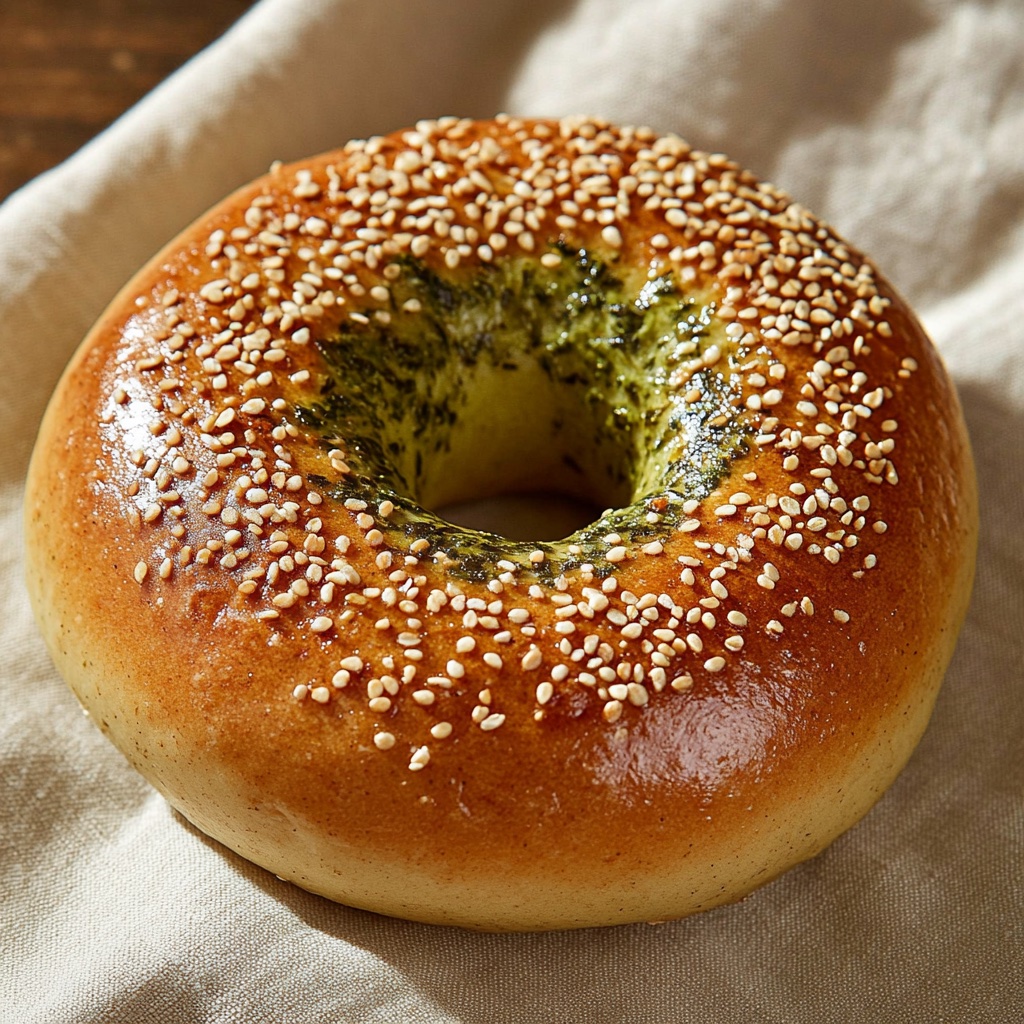 Bagel épinards artisanal — pâte verte végétale, recette nord-américaine façonnée en France