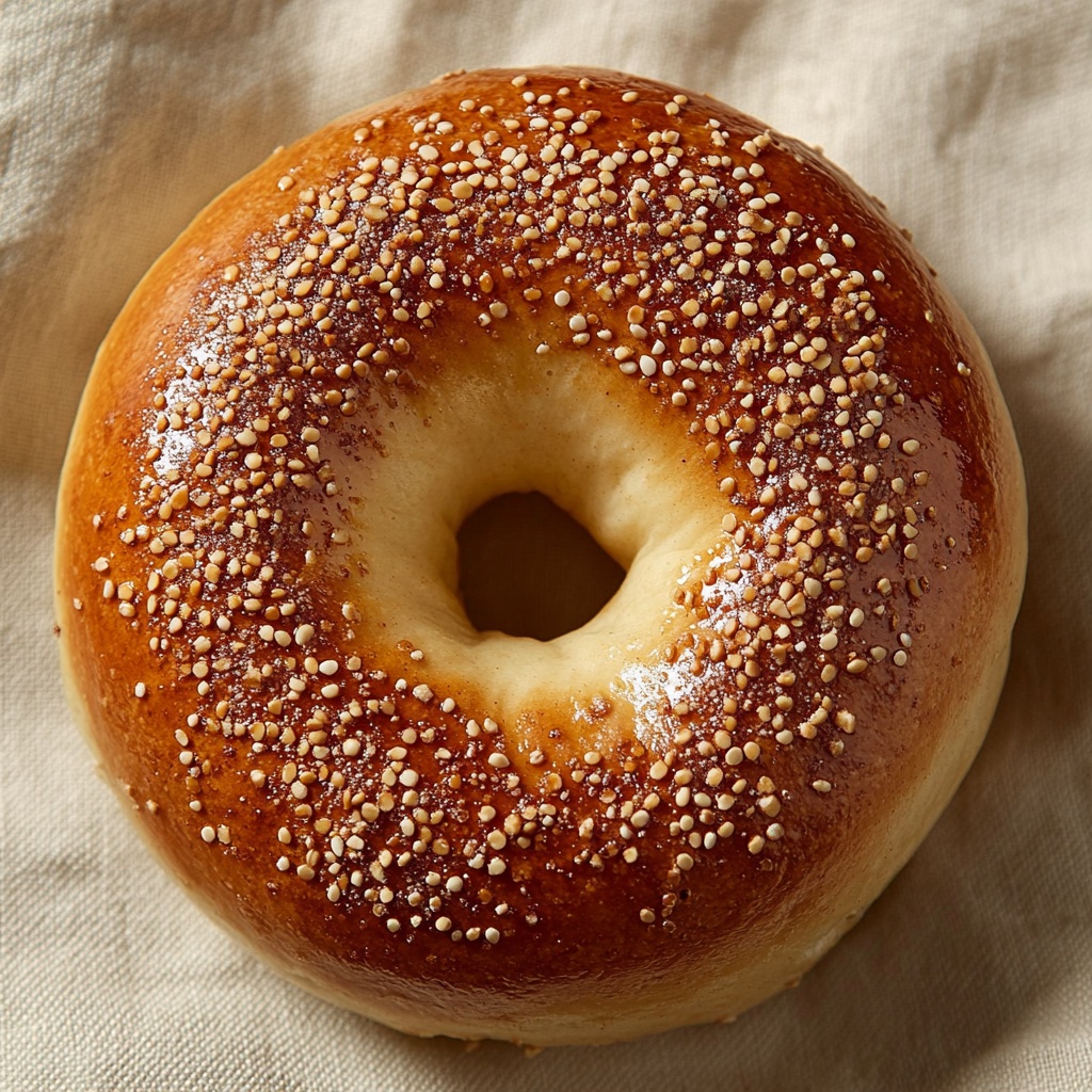 Bagel à l'huile d'olive artisanal — croûte ambrée brillante, parfum fruité, recette pure sans matières grasses ajoutées